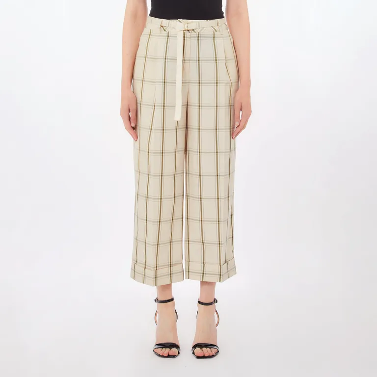LIUJO Pantalón Recto Cuadros Mujer