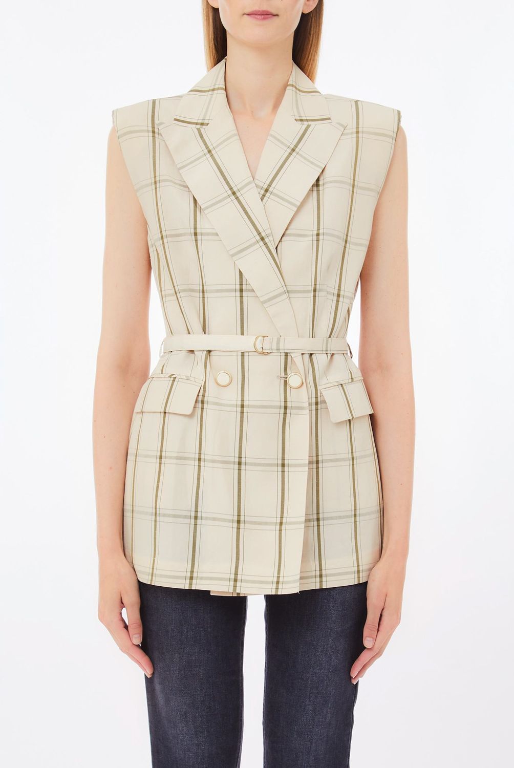 LIUJO - Blazer sin Mangas Cuadros Mujer Liujo