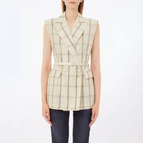 LIUJO - Blazer sin Mangas Cuadros Mujer