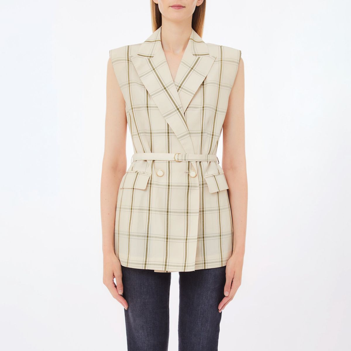 LIUJO - Blazer sin Mangas Cuadros Mujer Liujo