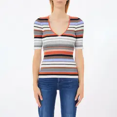 LIUJO - Polera Manga Corta Cuello En V Mujer