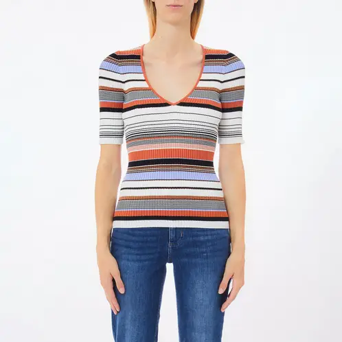 LIUJO - Polera Manga Corta Cuello En V Mujer