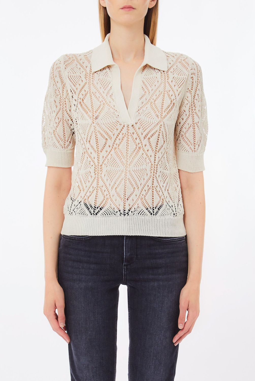 LIUJO - Sweater Sin Mangas Cuello Polo Algodón  Mujer Liujo