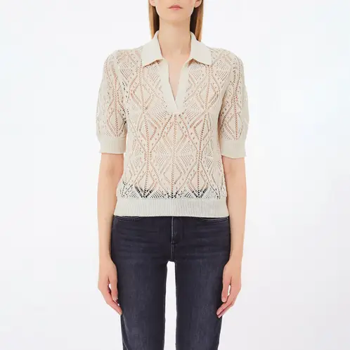 LIUJO - Sweater Sin Mangas Cuello Polo Algodón Mujer
