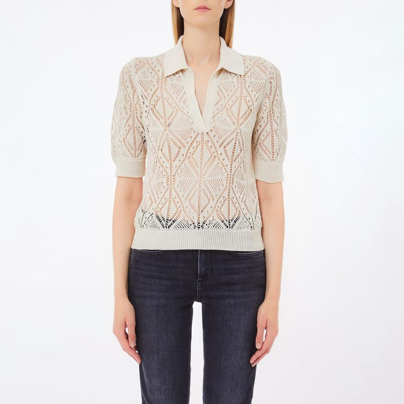 LIUJO - Sweater Sin Mangas Cuello Polo Algodón  Mujer Liujo