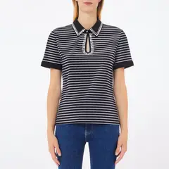 LIUJO - Polera Manga Corta Cuello Polo Algodón Mujer