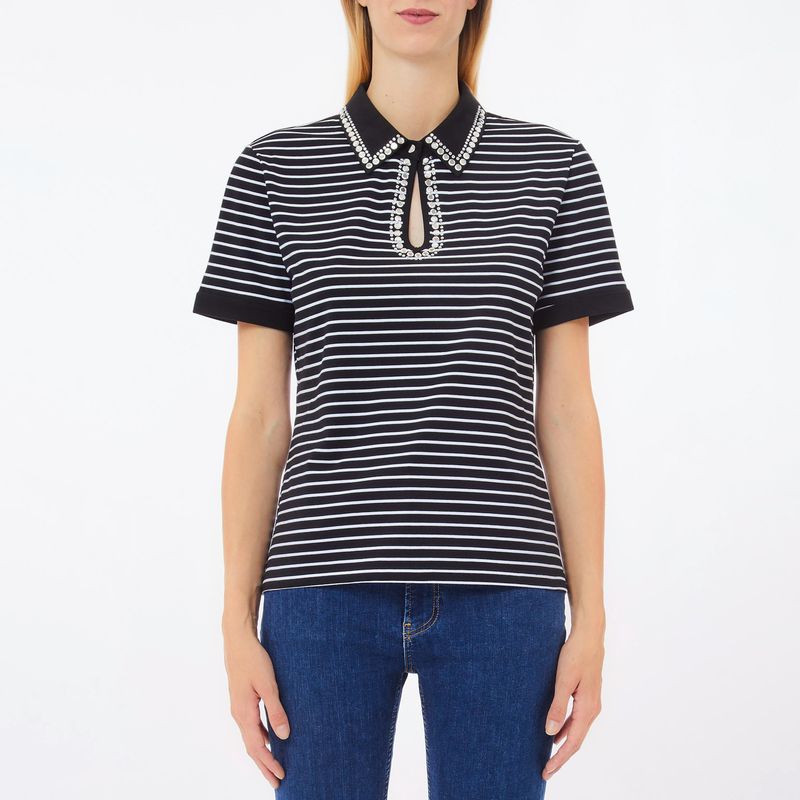LIUJO - Polera Manga Corta Cuello Polo Algodón  Mujer Liujo