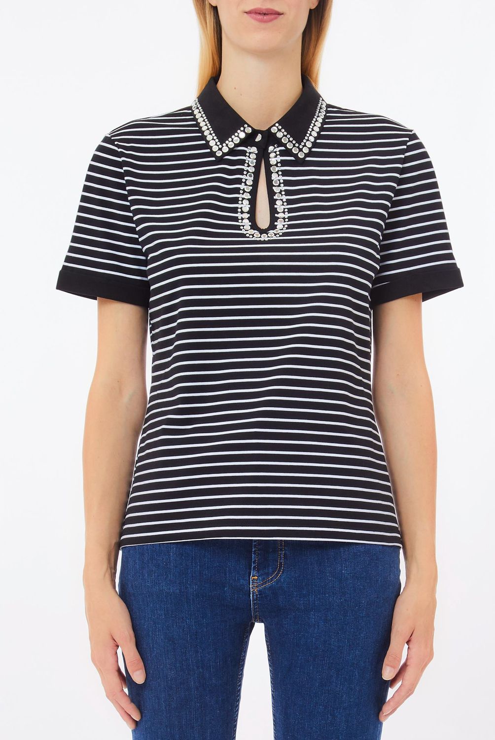 LIUJO - Polera Manga Corta Cuello Polo Algodón  Mujer Liujo