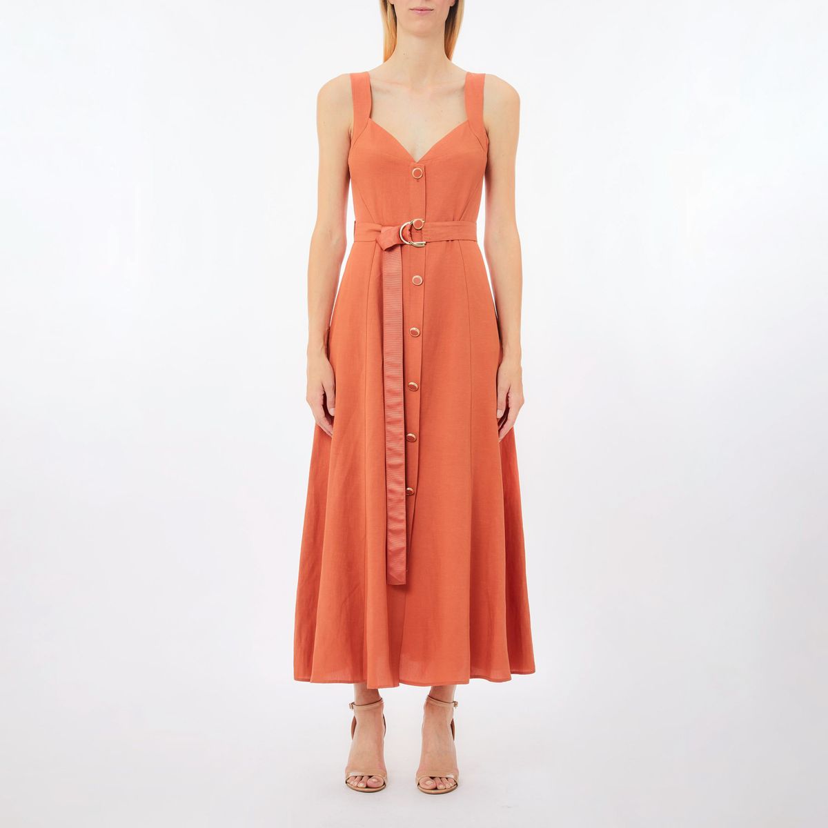 LIUJO - Vestido Midi con Cinturón Mujer Liujo