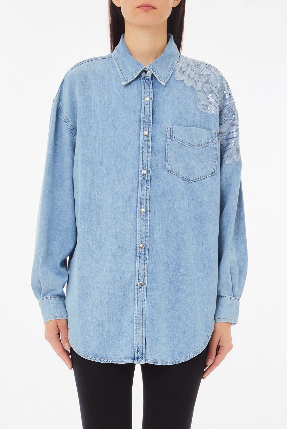 LIUJO - Blusa Denim Algodón Mujer Liujo