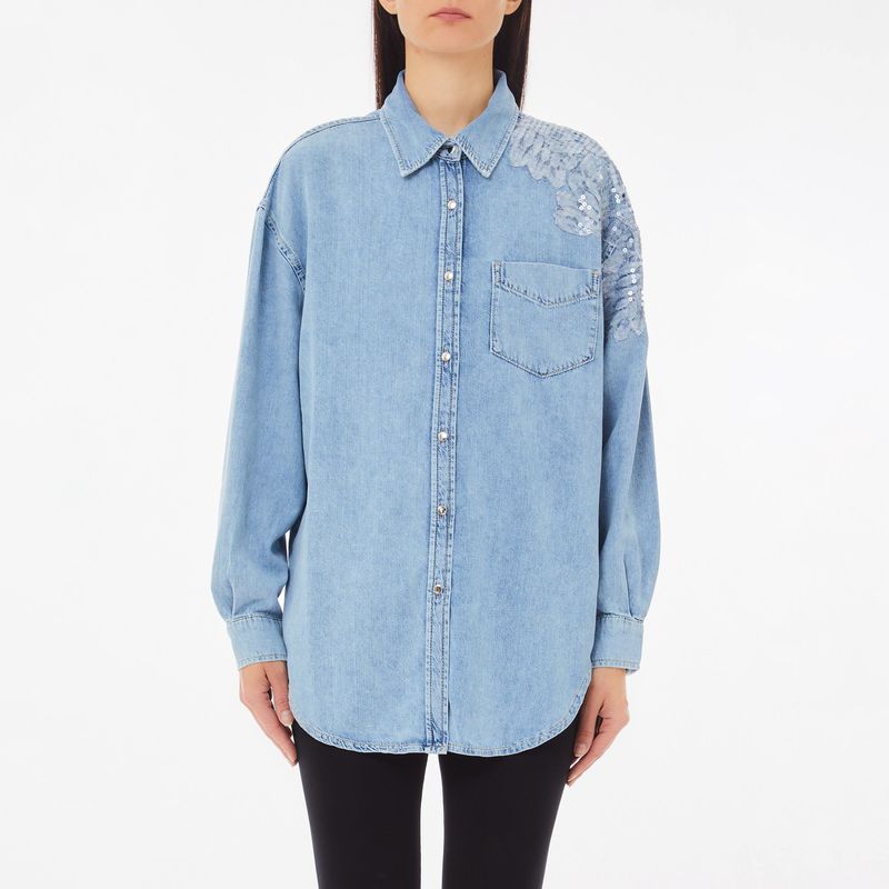 LIUJO - Blusa Denim Algodón Mujer Liujo