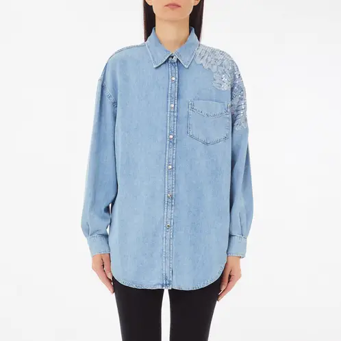 LIUJO - Blusa Denim Algodón Mujer