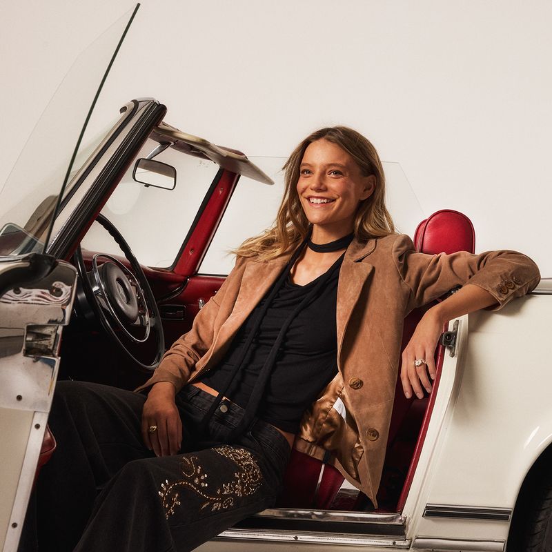 NICOLI - Blazer Gamuza Café Mujer Nicoli