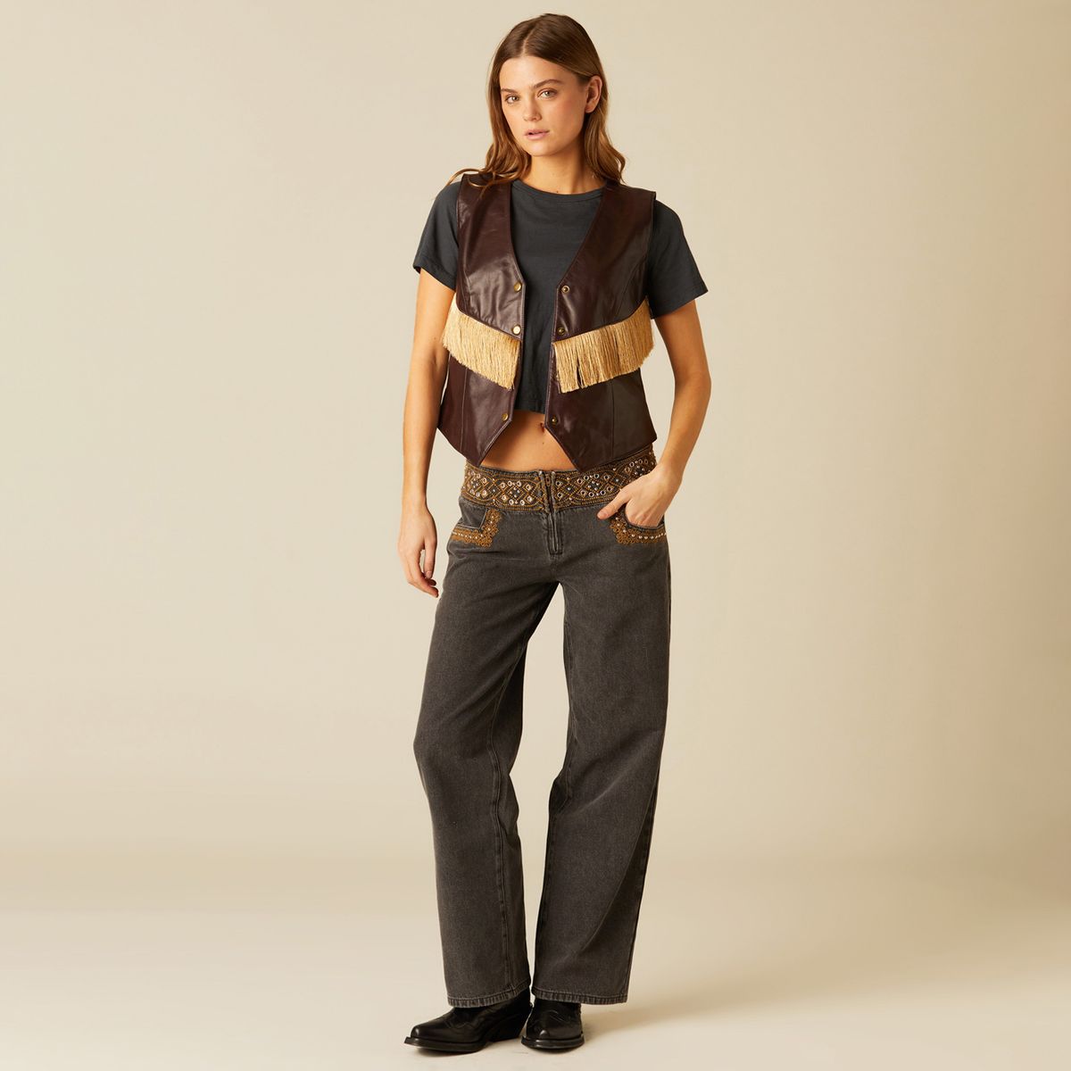NICOLI - Blazer Gamuza Café Mujer Nicoli