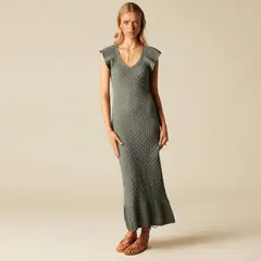 NICOLI - Vestido Manga Volante Gris Mujer