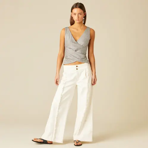 NICOLI - Jeans Doble Cinturilla Blanco Mujer