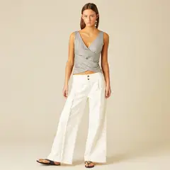 NICOLI - Jeans Doble Cinturilla Blanco Mujer