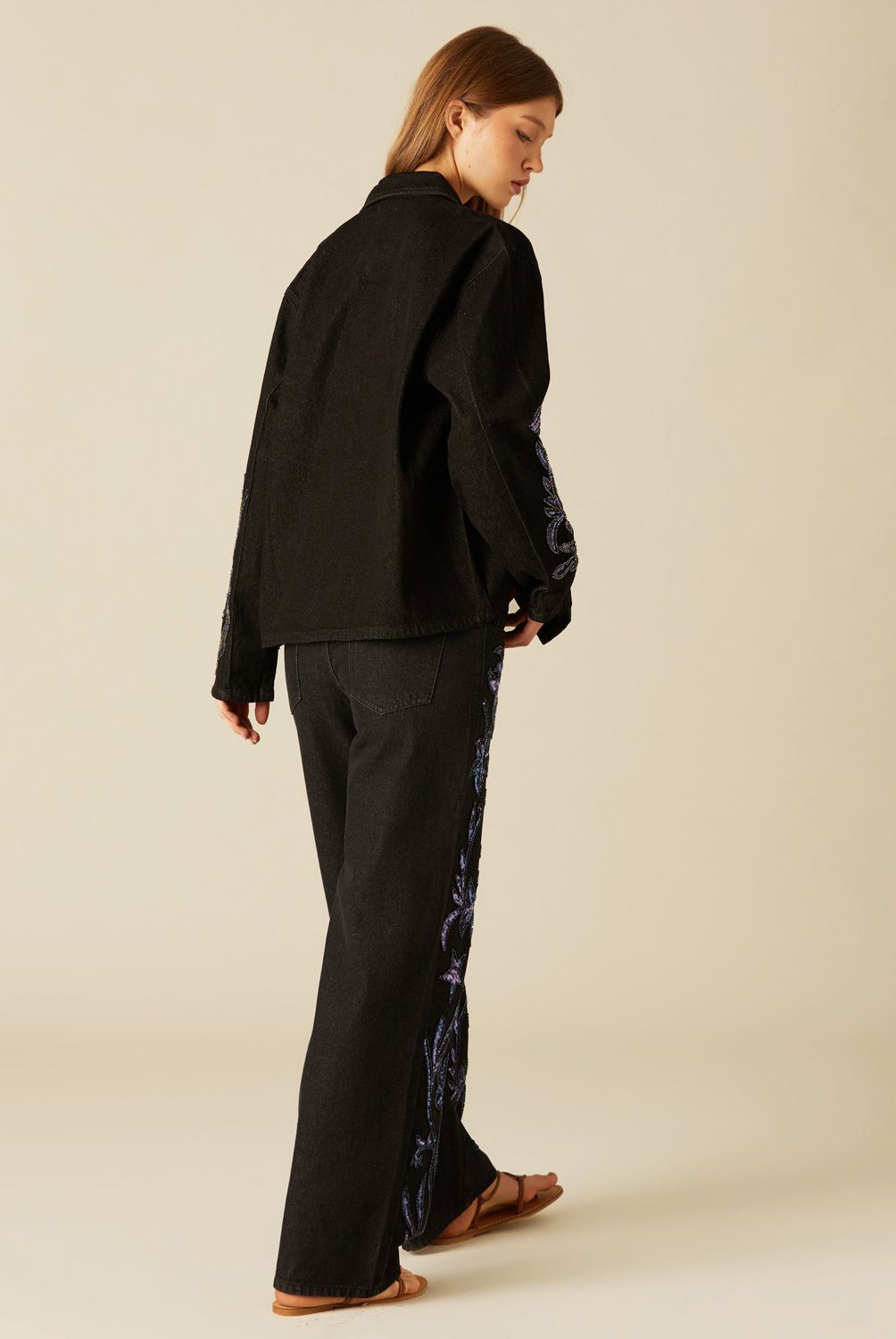 NICOLI - Jeans Denim Lentejuelas Mujer Nicoli