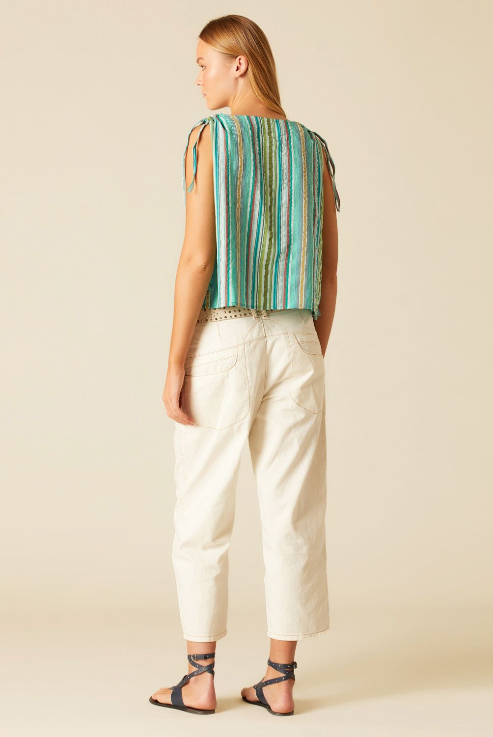 NICOLI - Jeans Pespunte Curva Blanco Mujer Nicoli