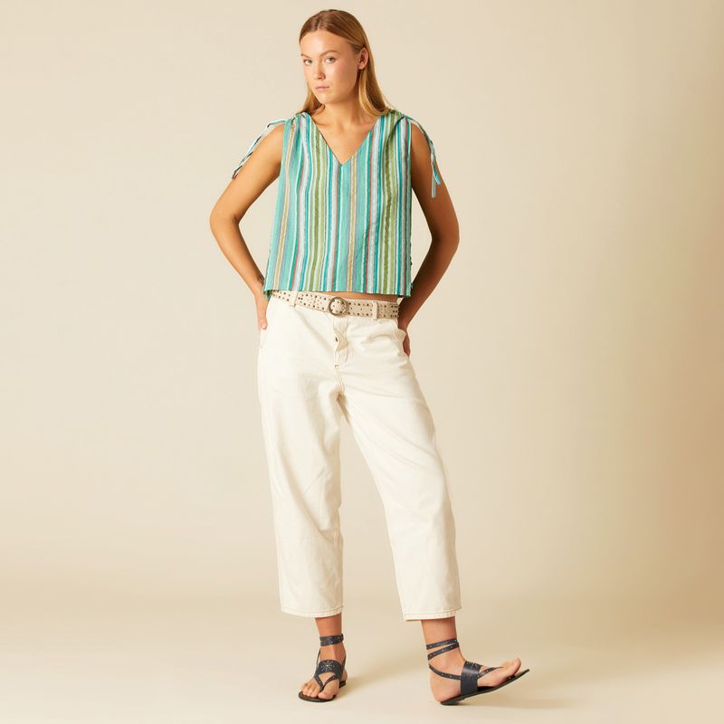 NICOLI - Jeans Pespunte Curva Blanco Mujer Nicoli