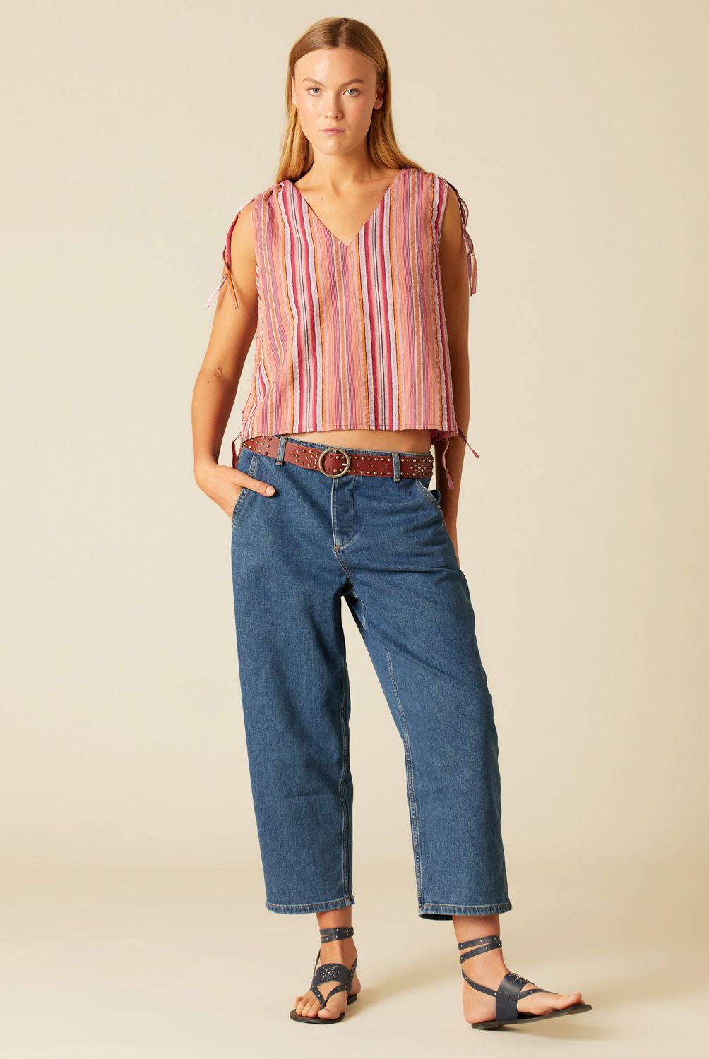 NICOLI - Jeans Pespunte Curva Azul Mujer Nicoli