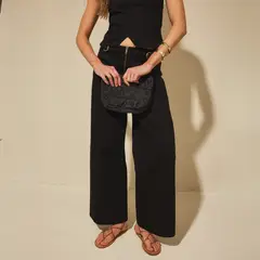 NICOLI - Pantalón Hebilla Negro Mujer