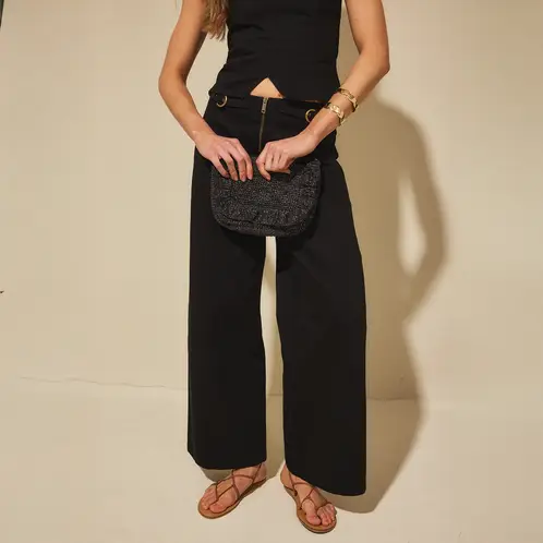 NICOLI - Pantalón Hebilla Negro Mujer