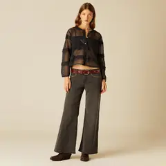 NICOLI - Jeans Pespuntes Cinturilla Gris Mujer