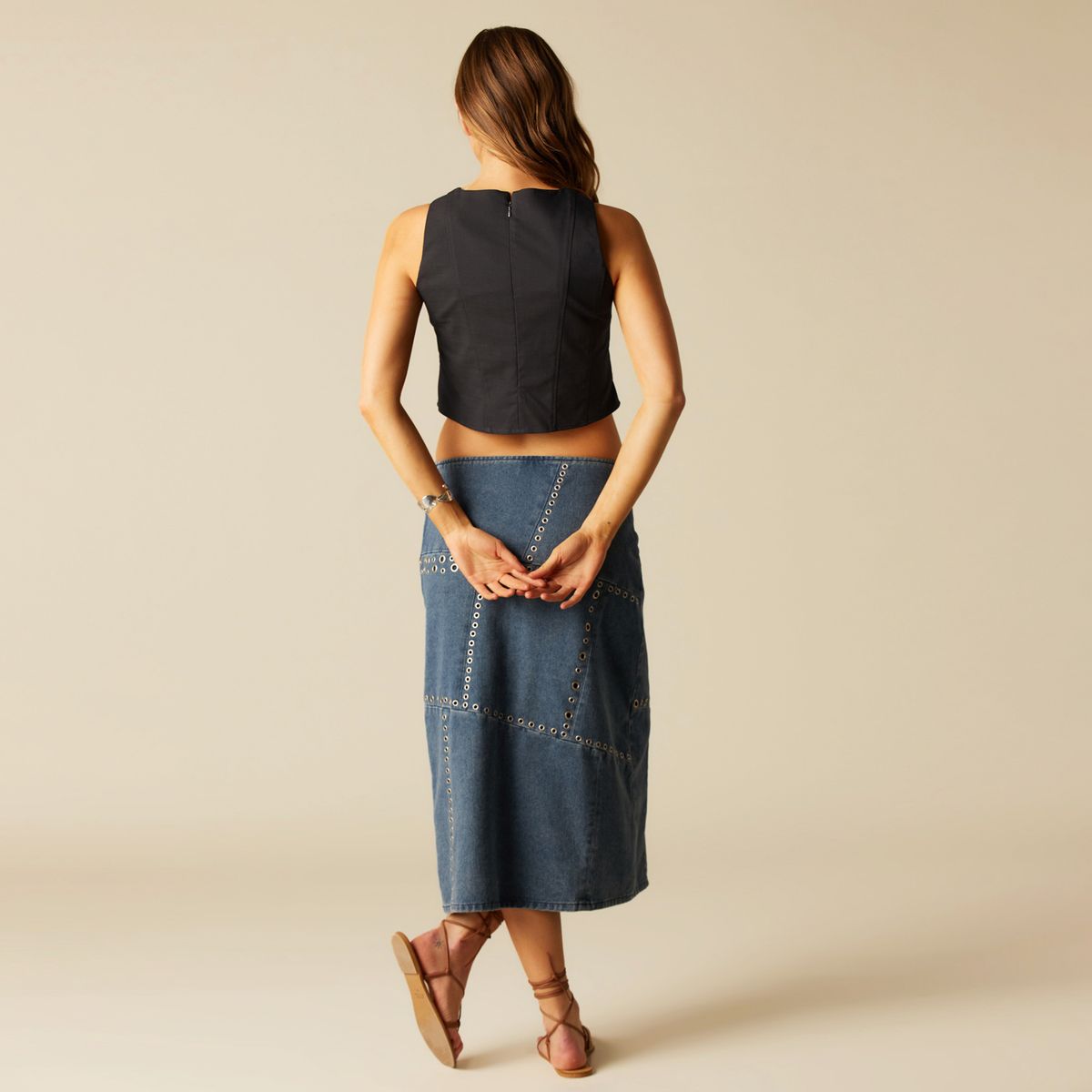 NICOLI - Top Cortes Azul Mujer Nicoli