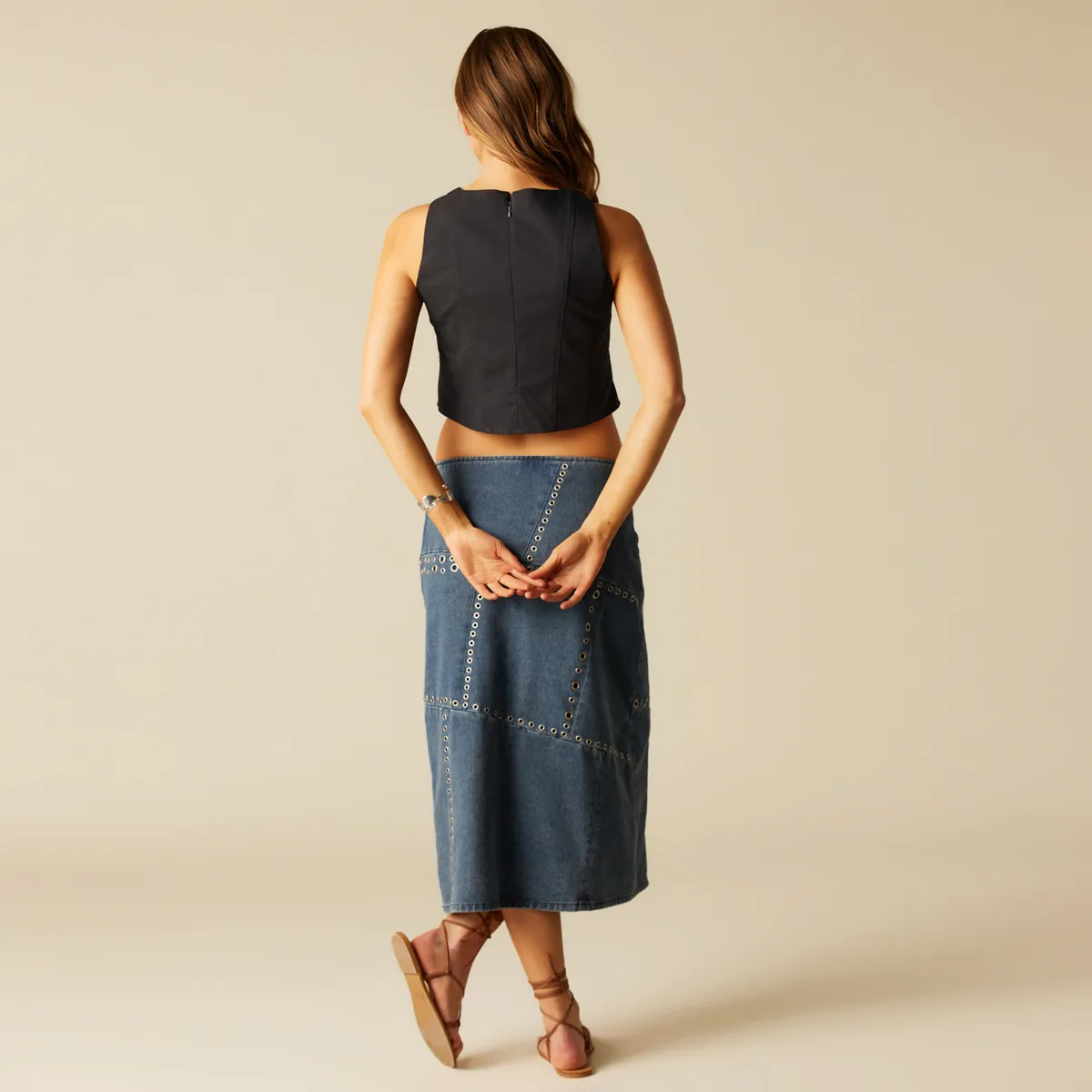 NICOLI - Top Cortes Azul Mujer Nicoli