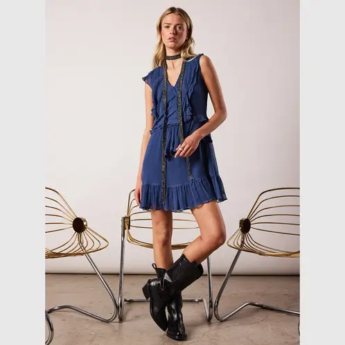 NICOLI - Vestido Capas Azul Mujer
