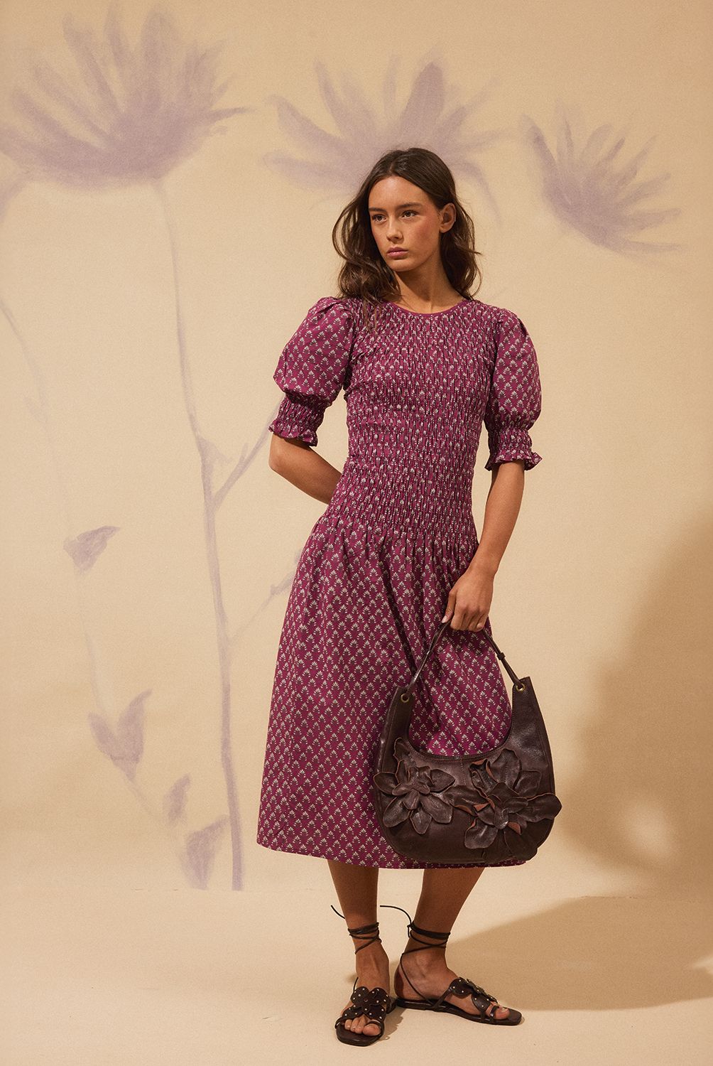 NICOLI - Vestido Buti Hoja Morado Mujer Nicoli