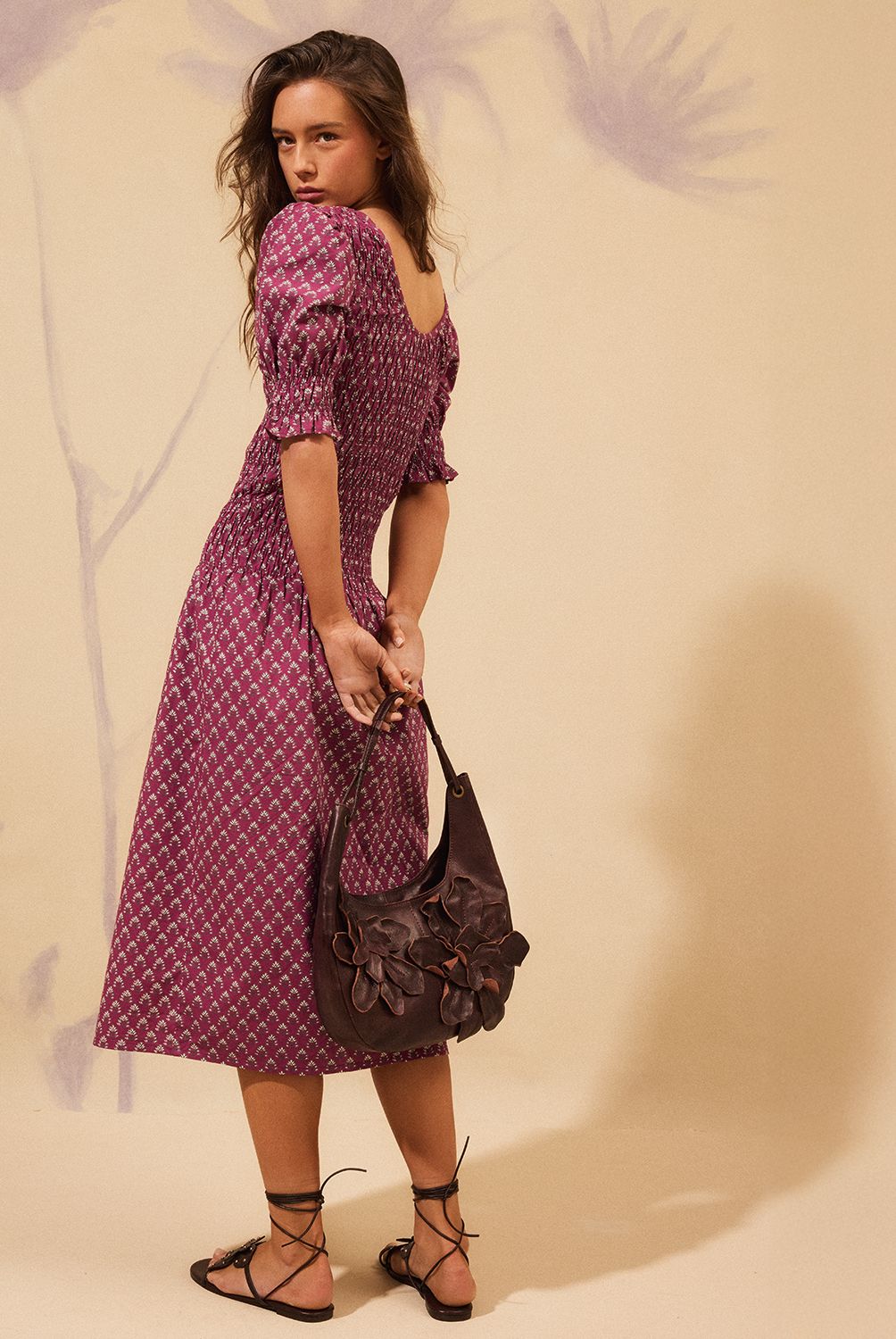 NICOLI - Vestido Buti Hoja Morado Mujer Nicoli