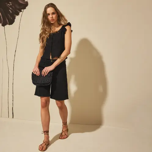 NICOLI - Top Hombro Negro Mujer