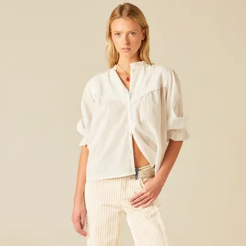 NICOLI - Blusa Romántica Blanca Mujer