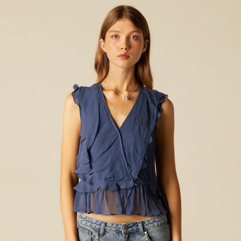 NICOLI - Top Capas Azul Mujer Nicoli