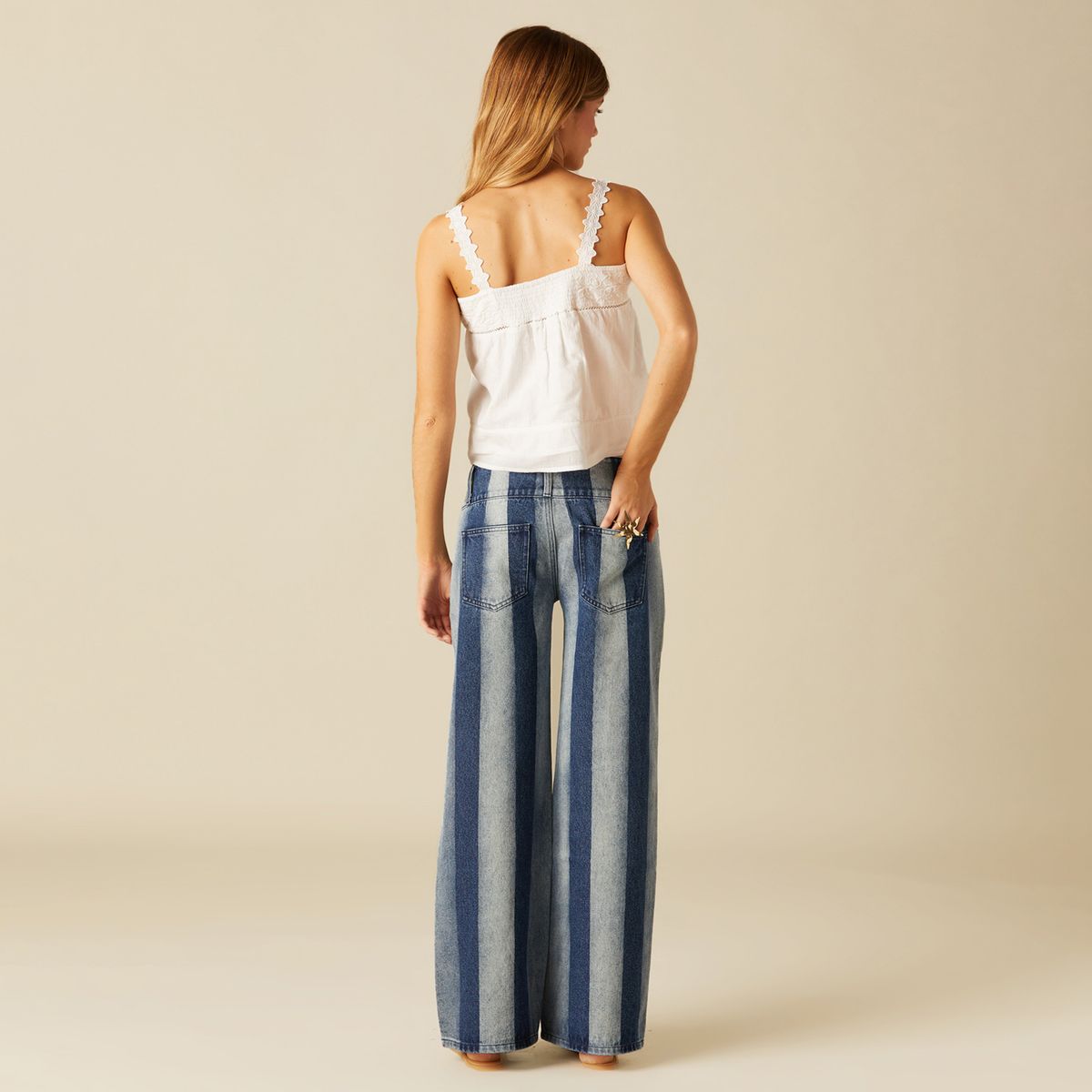 NICOLI - Top Tirante Flor Blanco  Mujer Nicoli