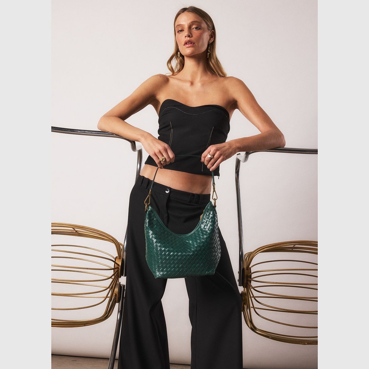 NICOLI - Top Pespuntes Negro Mujer Nicoli