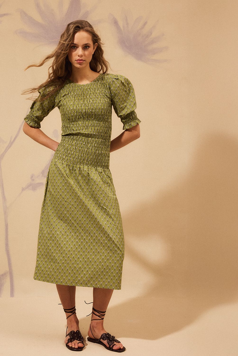 NICOLI - Vestido Buti Hoja Verde Mujer Nicoli