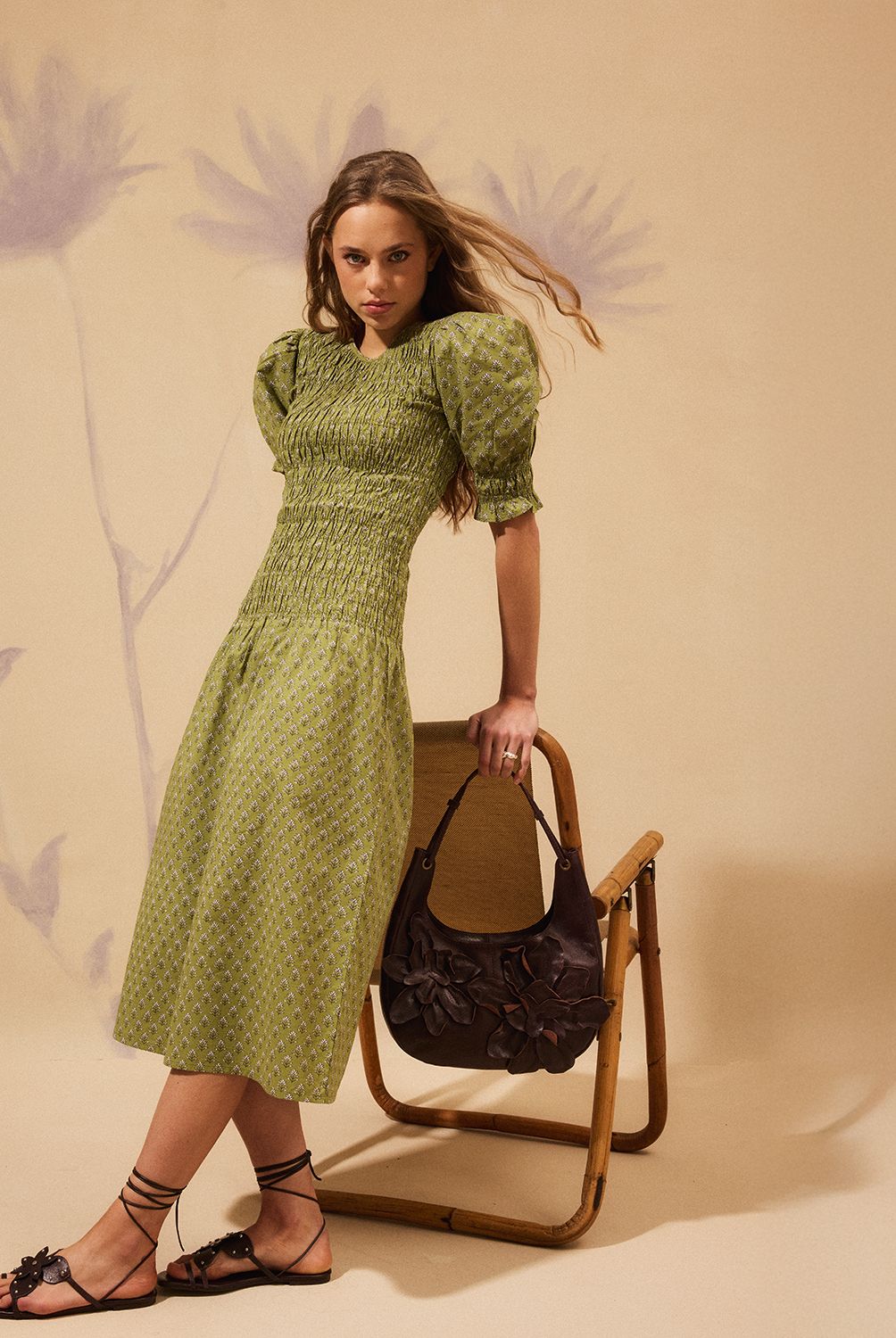 NICOLI - Vestido Buti Hoja Verde Mujer Nicoli