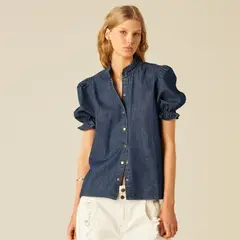 NICOLI - Blusa Denim Manga Corta Mujer