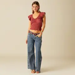 NICOLI - Top Manga Volante Fresa Mujer