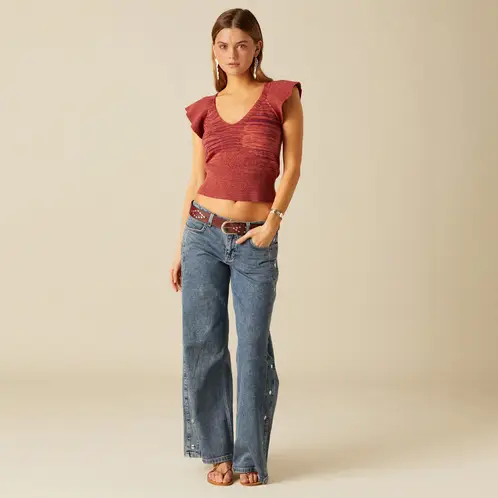 NICOLI - Top Manga Volante Fresa Mujer