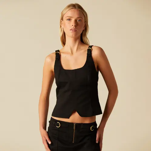 NICOLI - Top Hebilla Negro Mujer