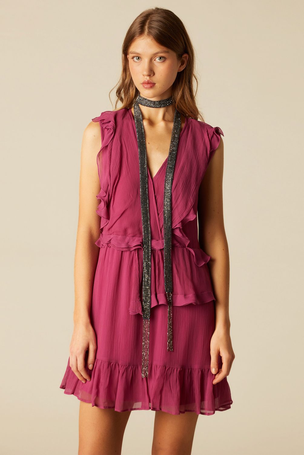 NICOLI - Vestido Capas Morado Mujer Nicoli