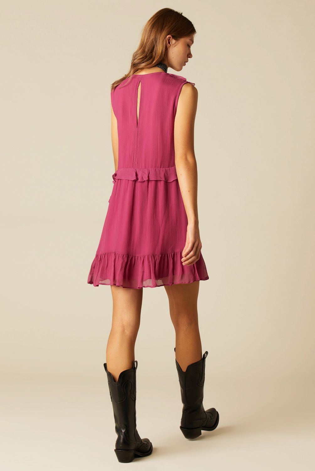 NICOLI - Vestido Capas Morado Mujer Nicoli