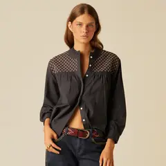 NICOLI - Blusa Antracita Nidos Hombro Mujer