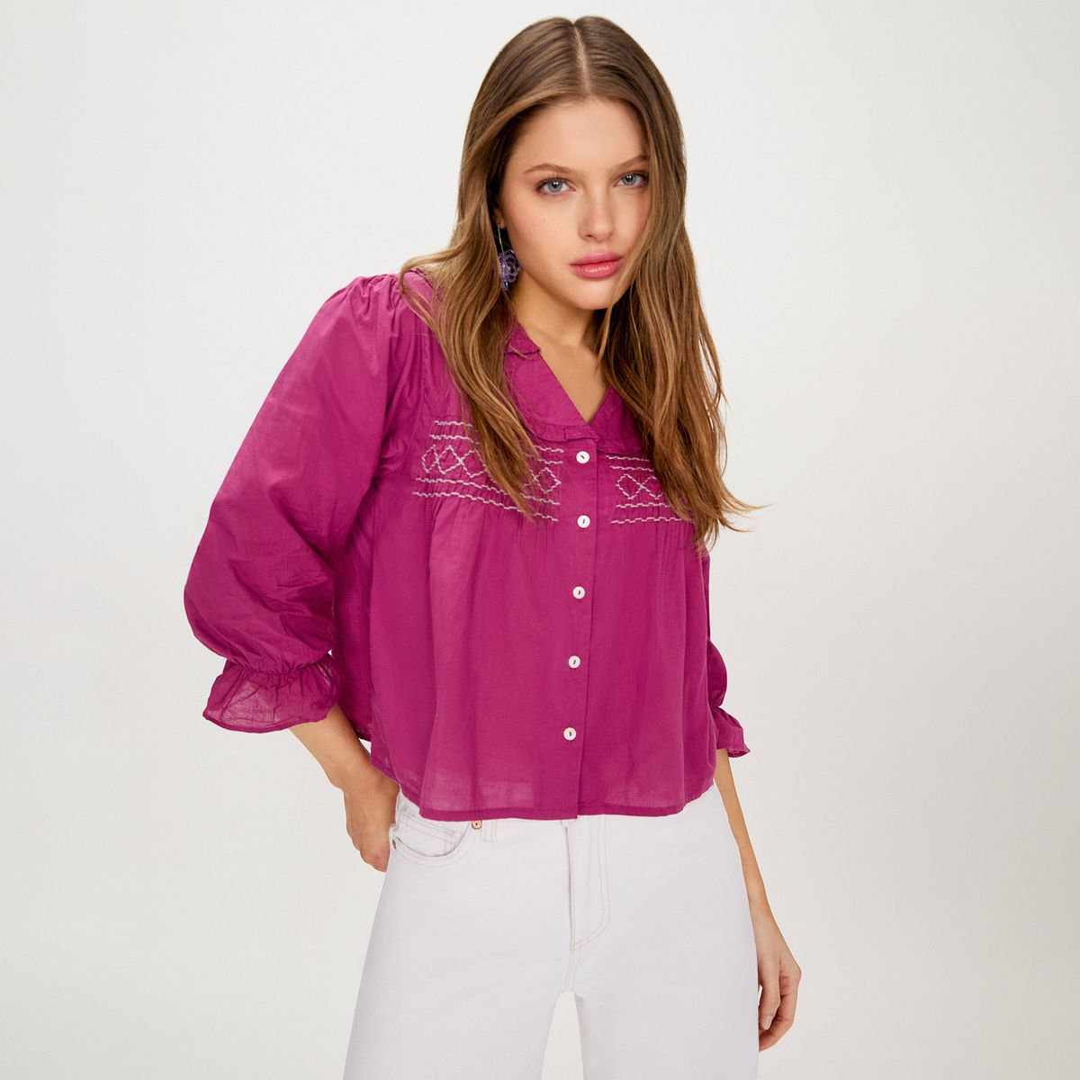NICOLI - Blusa Morado Nido Gris Mujer Nicoli