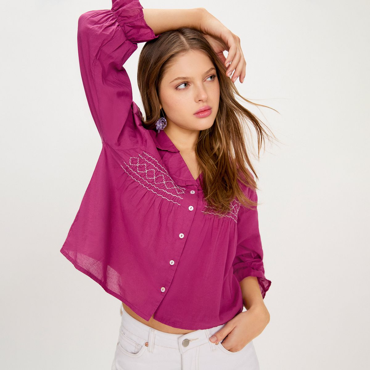 NICOLI - Blusa Morado Nido Gris Mujer Nicoli