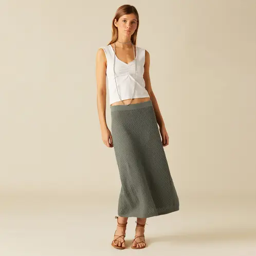 NICOLI - Falda Punto Larga Gris Mujer